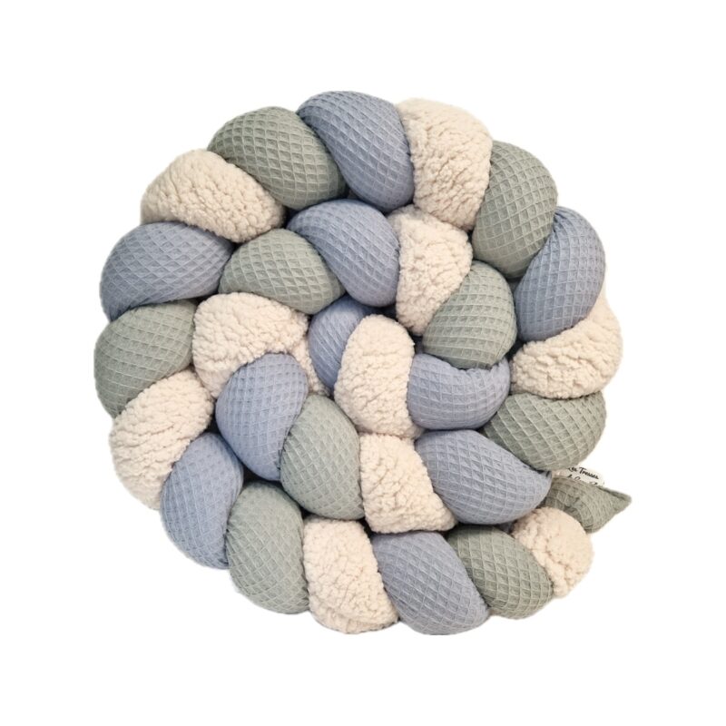 Tresse de lit – Bleu et vert de gris – Tour de lit tressé