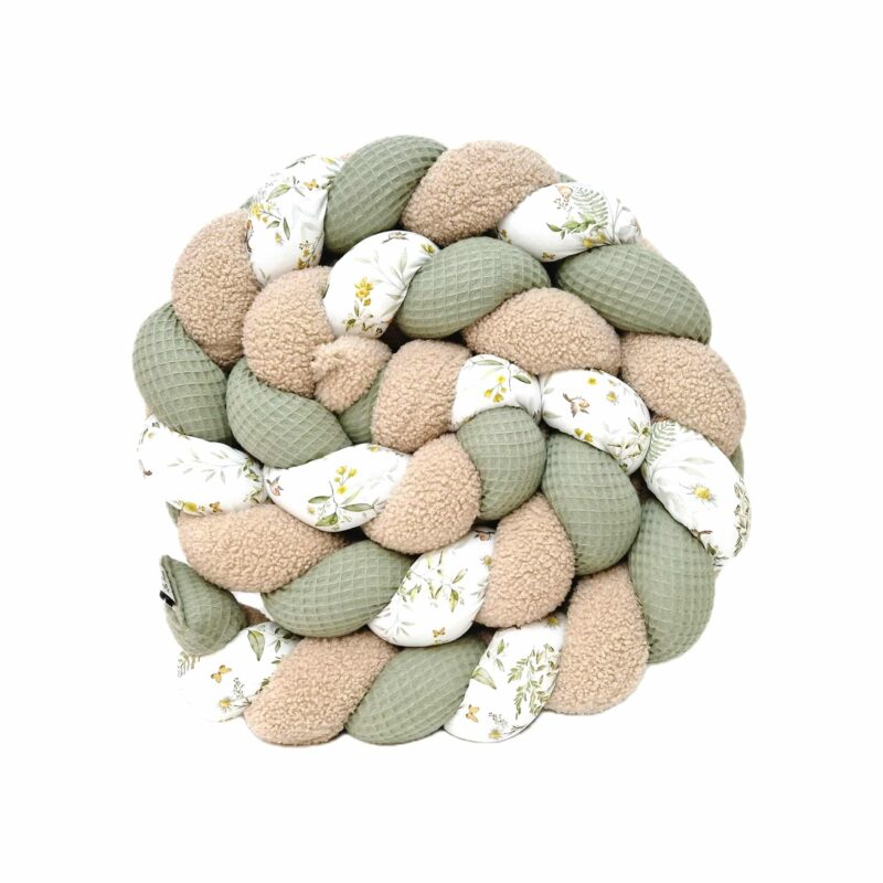 Tresse de lit – Teddy et kaki – Tour de lit tressé