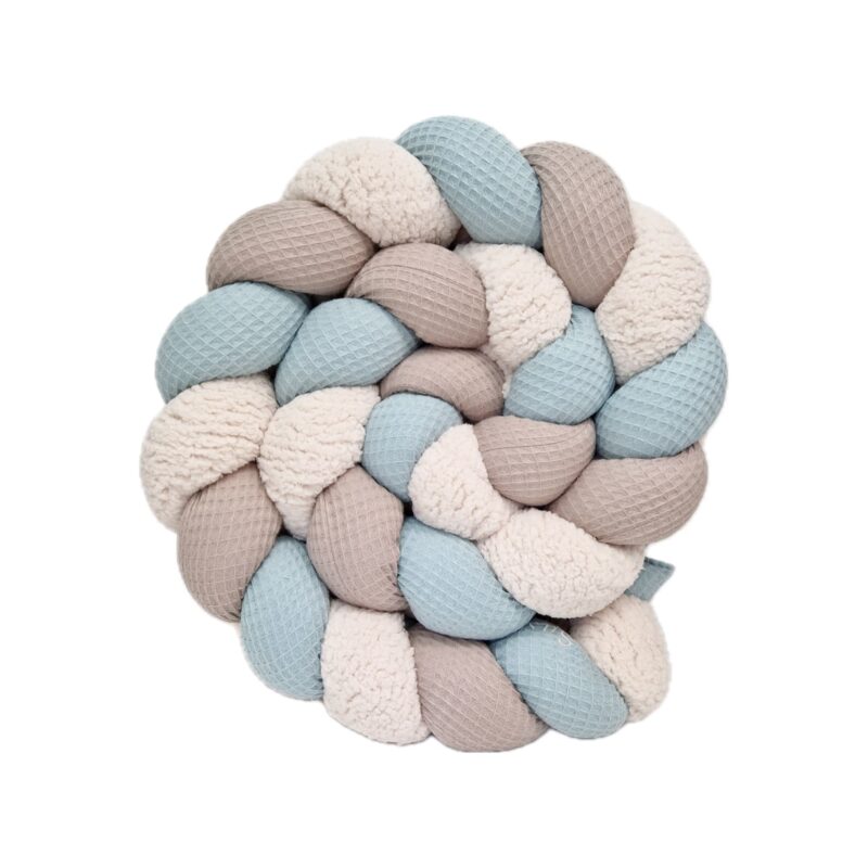 Tresse de lit – Menthe et galet – Tour de lit tressé