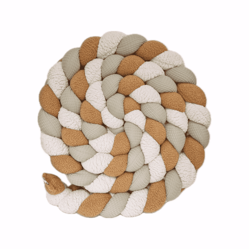 Tresse de lit – Teddy camel et vert amande – Tour de lit tressé