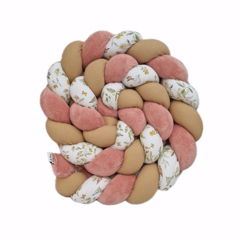 Tresse de lit – Saumon et feuillage – Tour de lit tressé