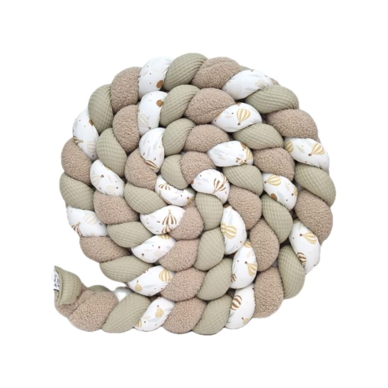 Tresse de lit – Montgolfières et vert amande – Tour de lit tressé