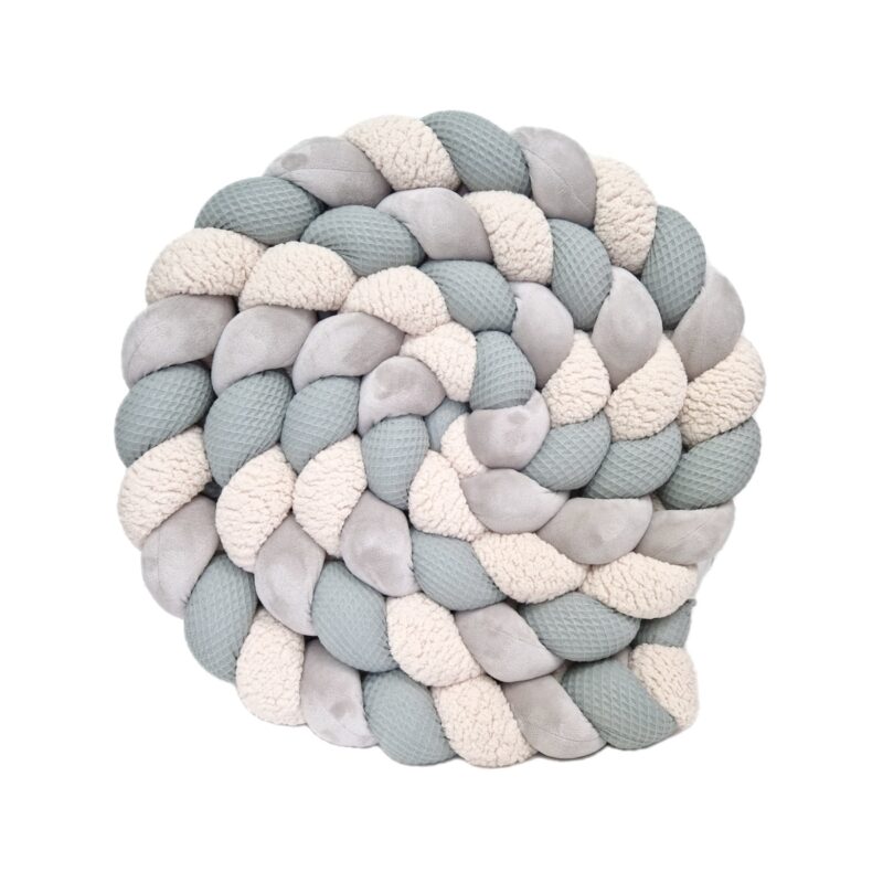 Tresse de lit – Vert de gris et gris – Tour de lit tressé