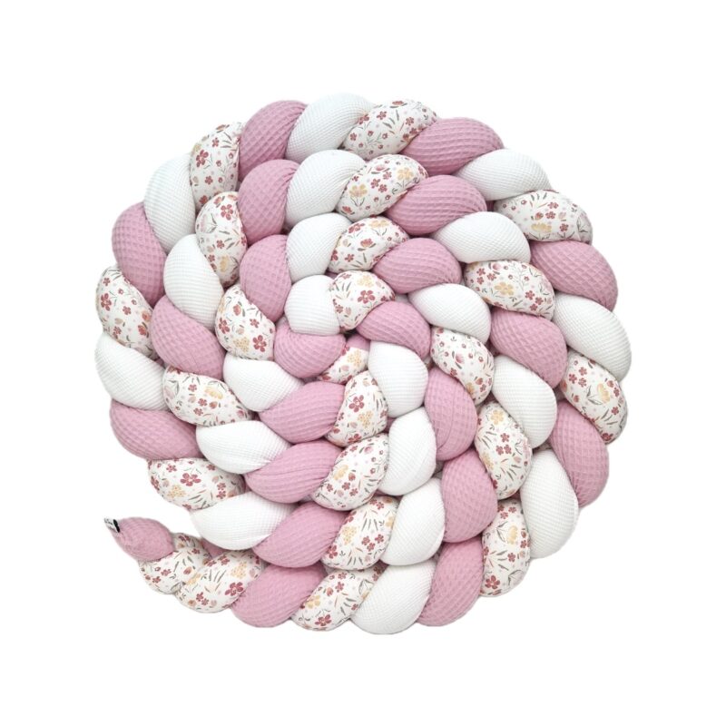Tresse de lit – Rose dragée & mille fleurs – Tour de lit tressé