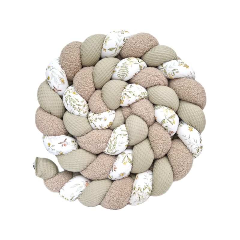 Tresse de lit – Feuillage et olive clair – Tour de lit tressé