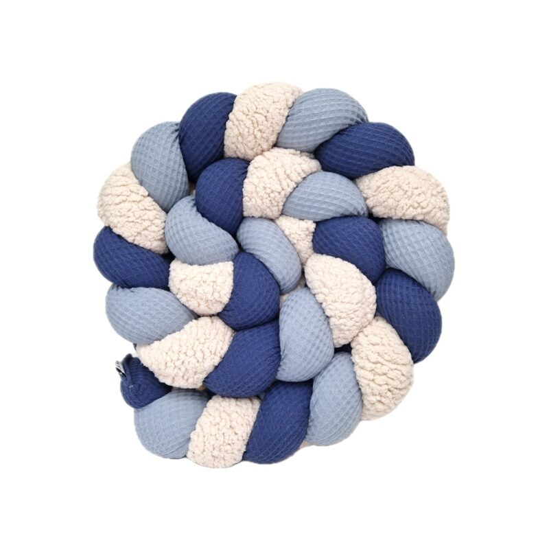 Tresse de lit – Nuances de bleu – Tour de lit tressé