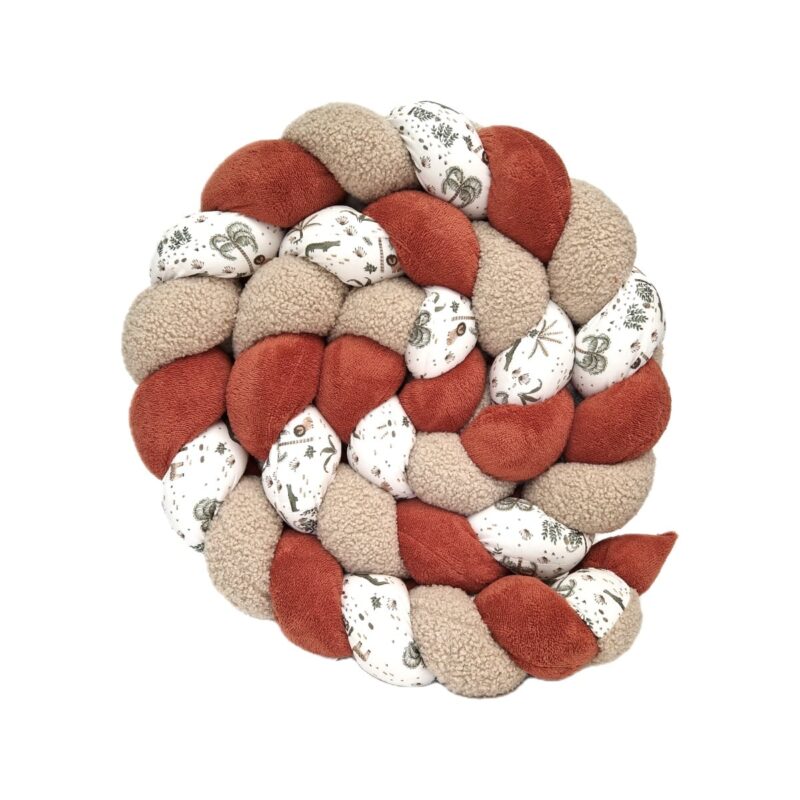 Tresse de lit – Teddy ourson et terracotta – Tour de lit tressé
