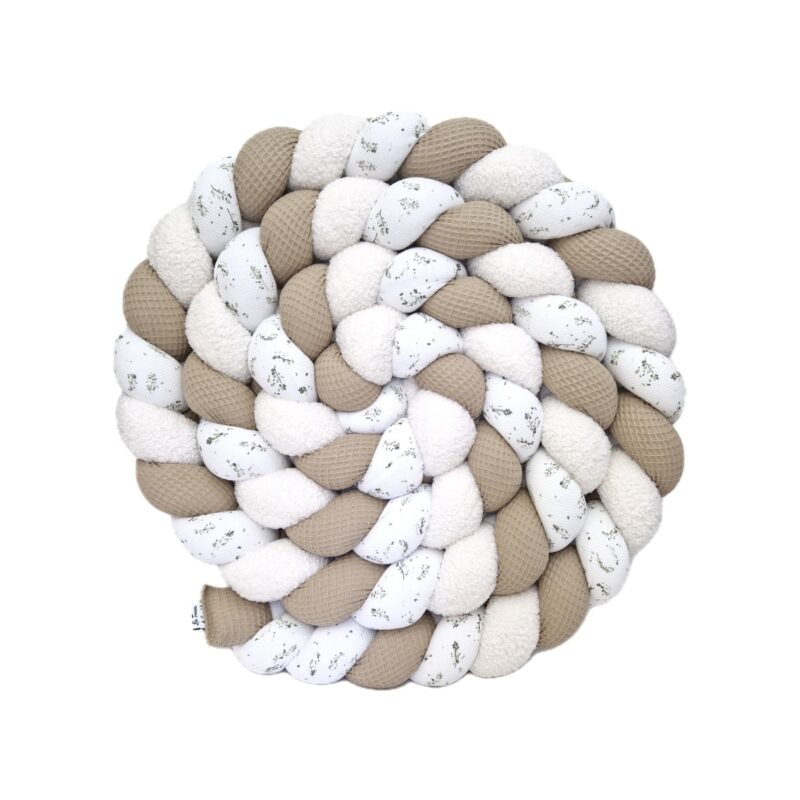 Tresse de lit – Gaufré feuilles et marron glacé – Tour de lit tressé