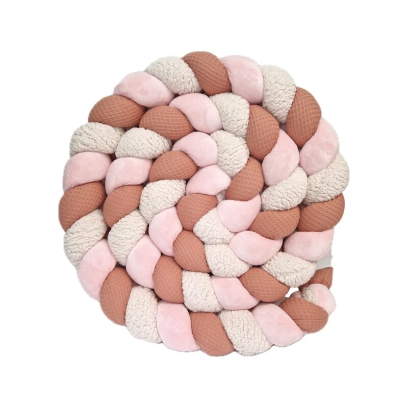 Tresse de lit – Marsala et rose poudré – Tour de lit tressé