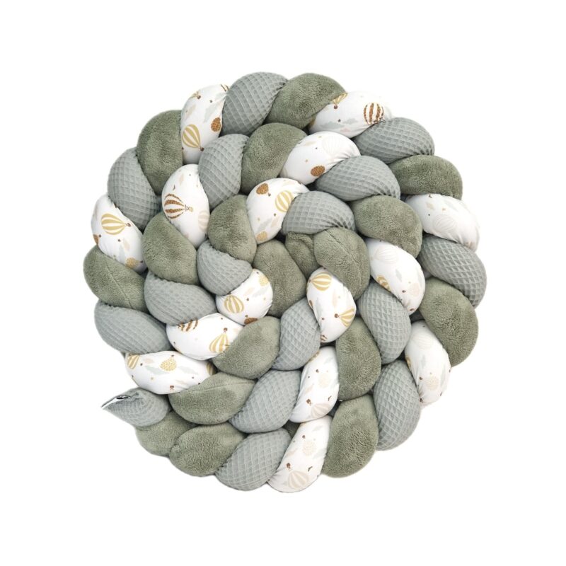 Tresse de lit – Vert et montgolfières – Tour de lit tressé