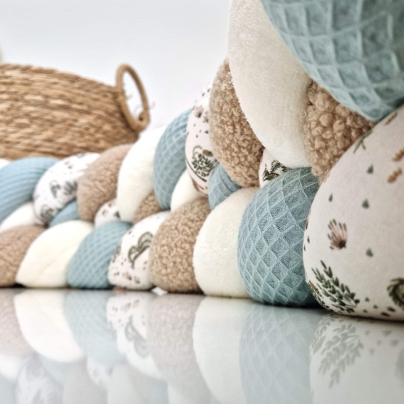 Tresse de lit – Teddy, menthe et jungle – Tour de lit bébé 4 brins