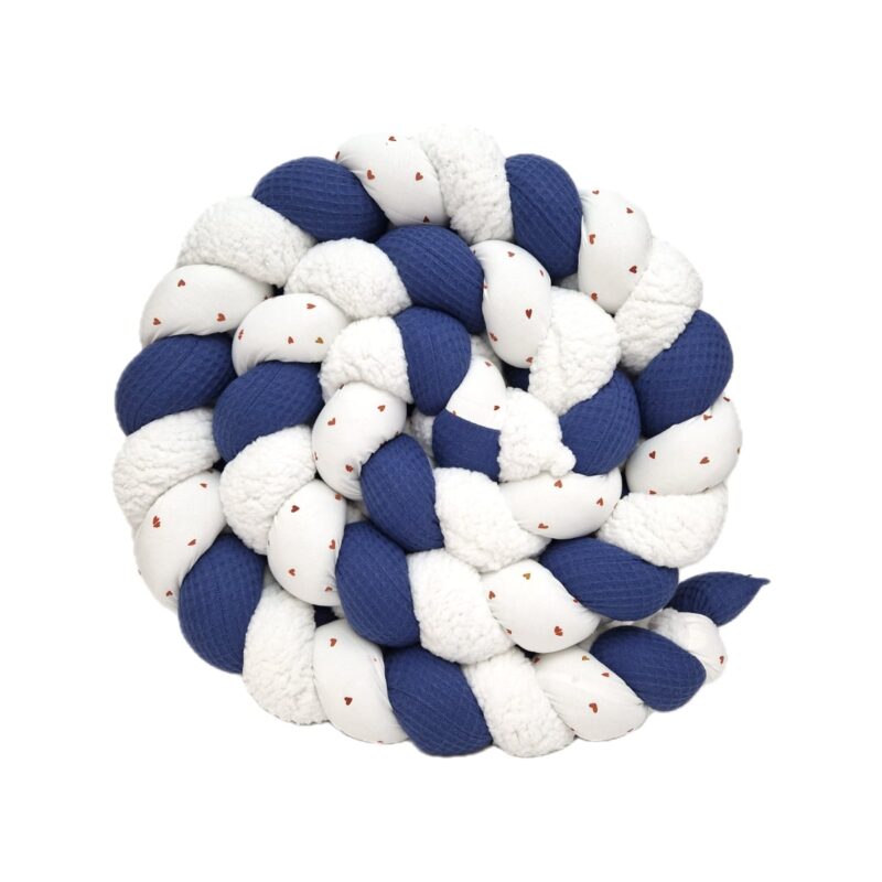 Tresse de lit – Petits coeurs indigo – Tour de lit tressé
