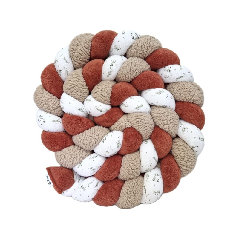 Tresse de lit – Terracotta et sherpa ourson – Tour de lit tressé