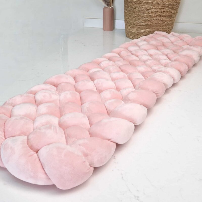 Tapis tressé doudou rose – Plusieurs tailles – Matelas tressé