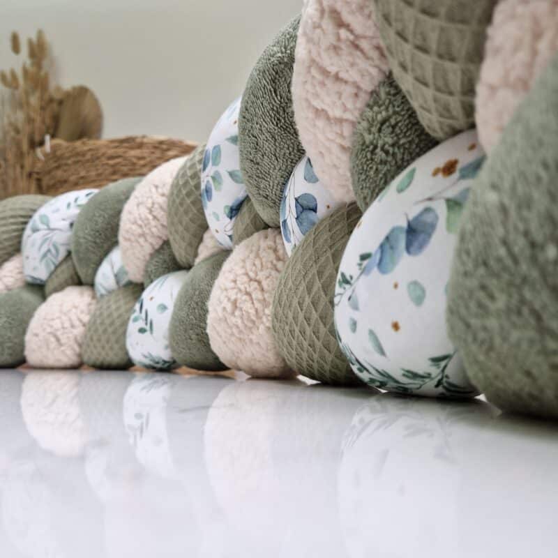 Tresse de lit – Kaki, romarin et Florence – Tour de lit bébé 4 brins