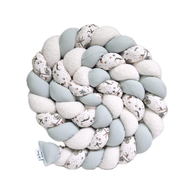 Tresse de lit – Jungle, vert d&rsquo;eau et teddy – Tour de lit tressé