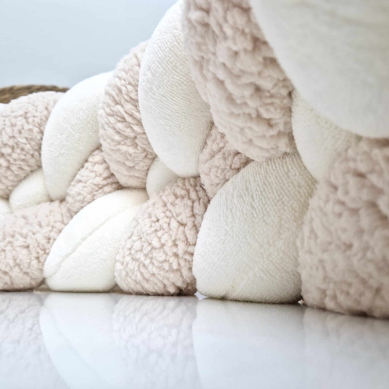 Tresse de lit – Ecru deux textures – Tour de lit tressé 4 brins