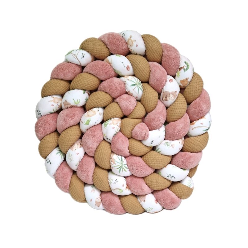 Tresse de lit – Saumon, camel et Sydney  – Tour de lit tressé