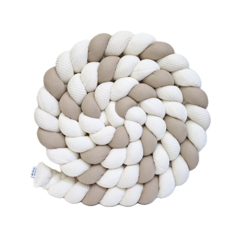 Tresse de lit – Nuances de beige – Tour de lit tressé