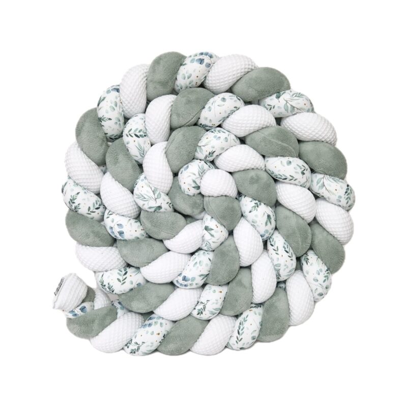 Tresse de lit – Vert de gris, blanc et Florence  – Tour de lit tressé