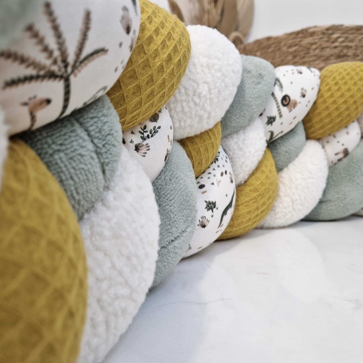 Tresse de lit – Vert de gris et jungle – Tour de lit tressé 4 brins