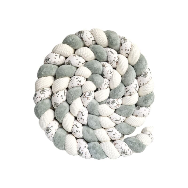 Tresse de lit – Vert de gris doudou et jungle – Tour de lit bébé tresse