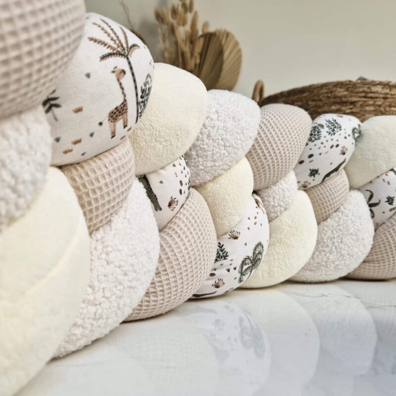 Tresse de lit – Teddy, beige et jungle – Tour de lit bébé 4 brins