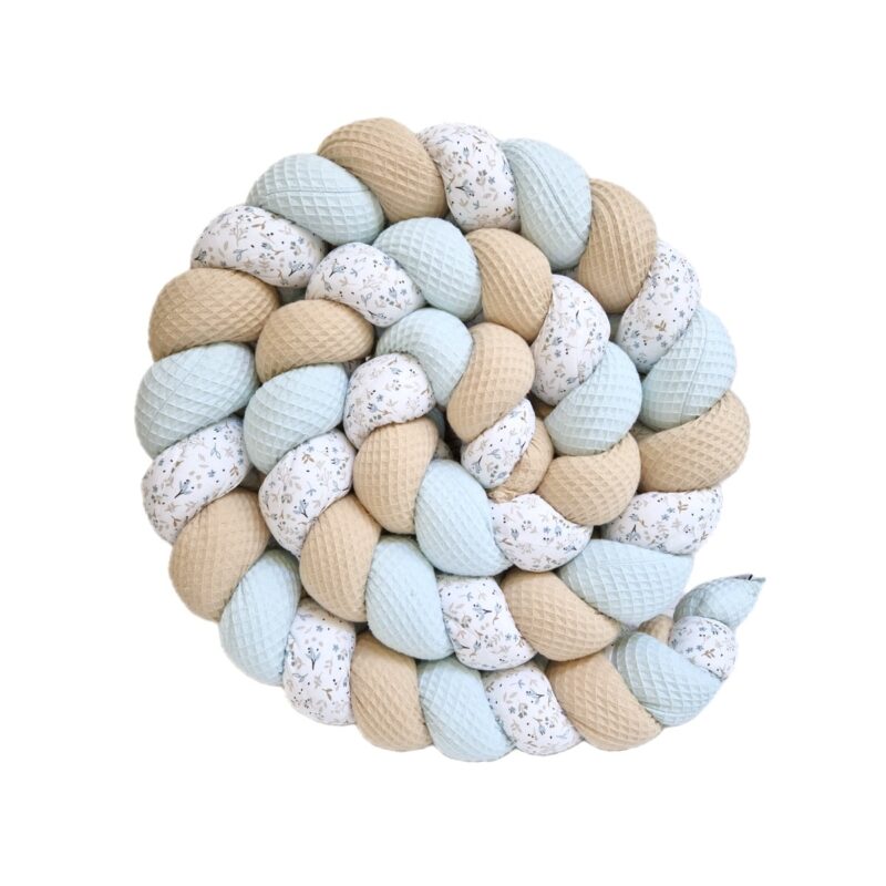 Tresse de lit – Miel et fleurs bleues – Tour de lit tressé
