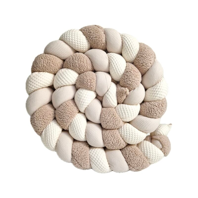 Tresse de lit – Sherpa ourson et beige – Tour de lit tressé