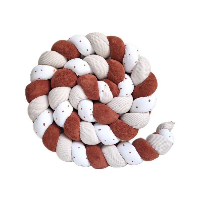 Tresse de lit – Terracotta & petits coeurs – Tour de lit tressé