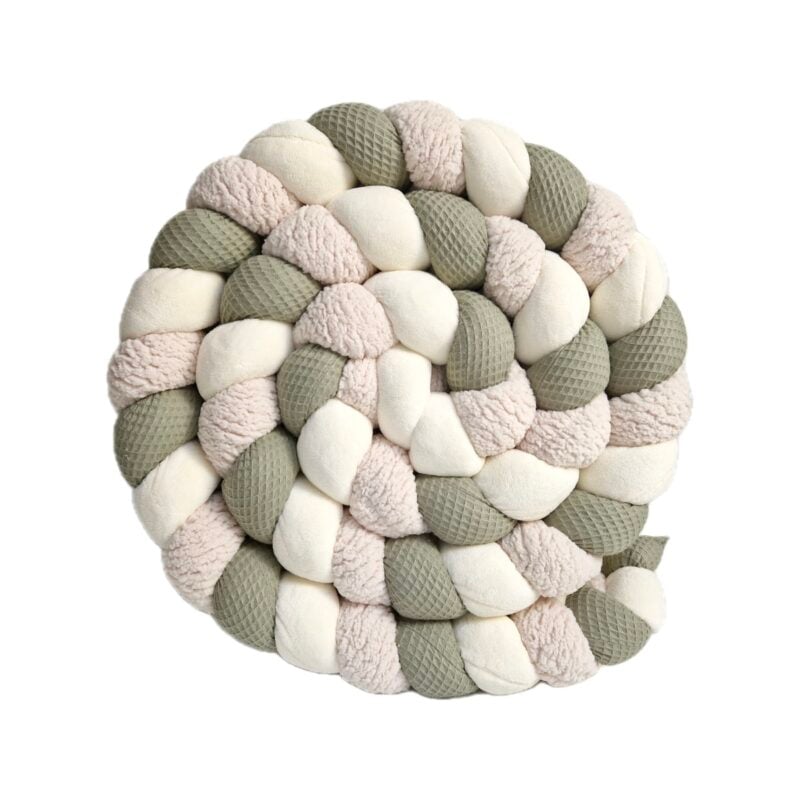 Tresse de lit – Kaki et sherpa – Tour de lit tressé