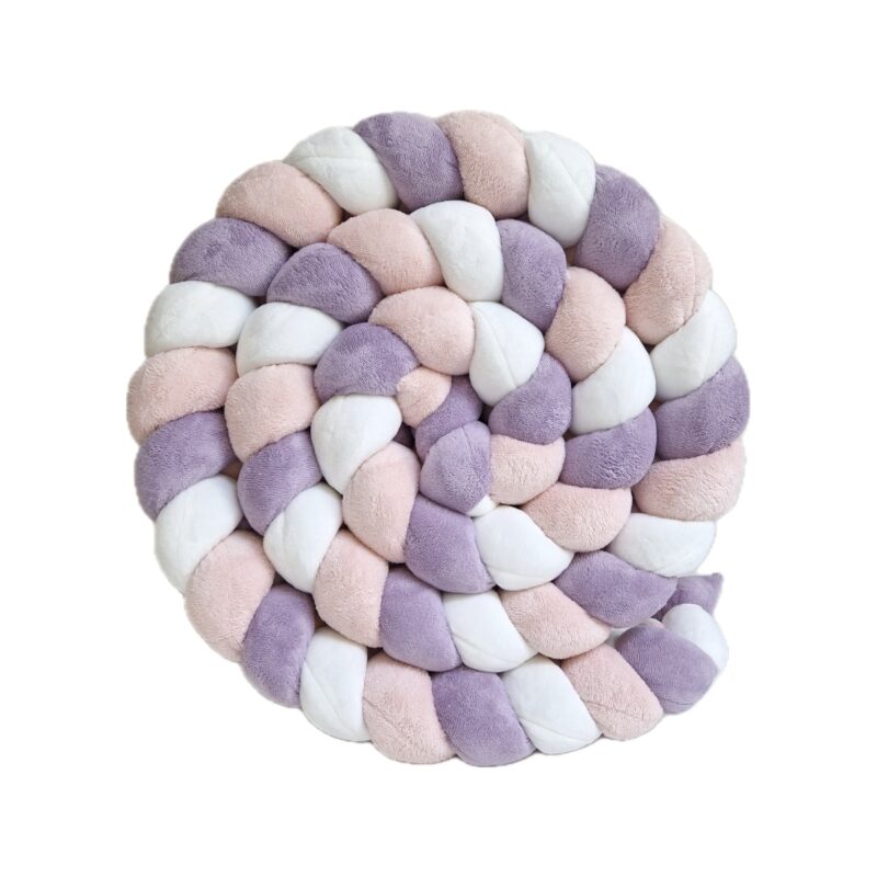 Tresse de lit – Doudou lilas et rose blush – tour de lit tressé