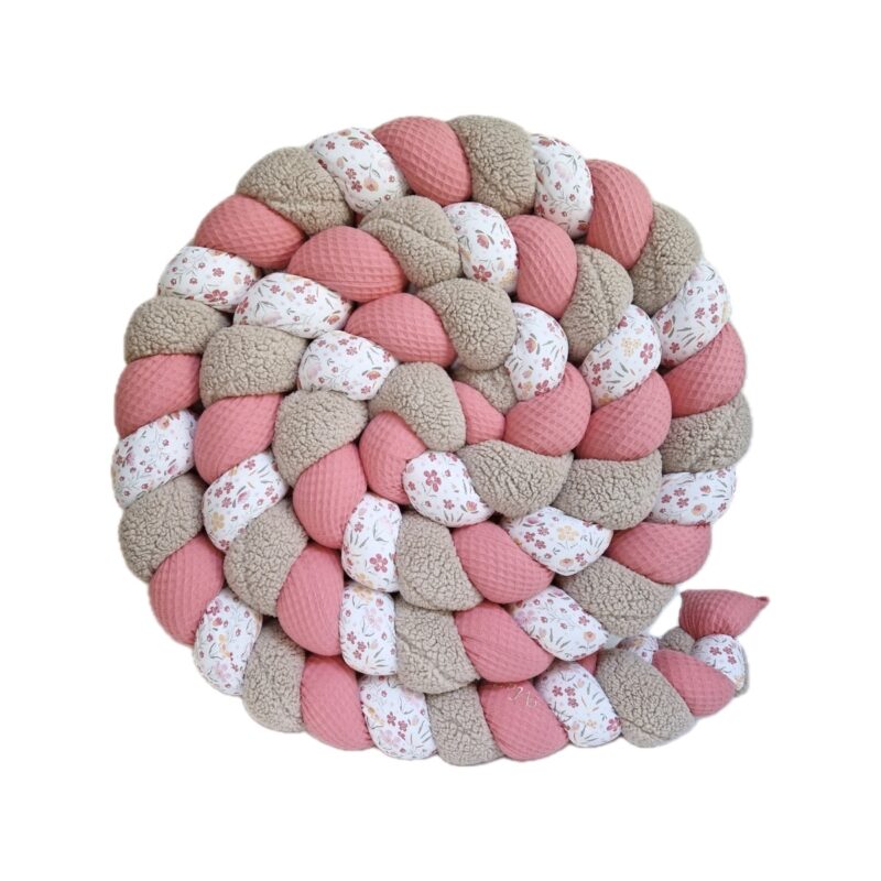 Tresse de lit – Mille fleurs et corail – tour de lit tressé