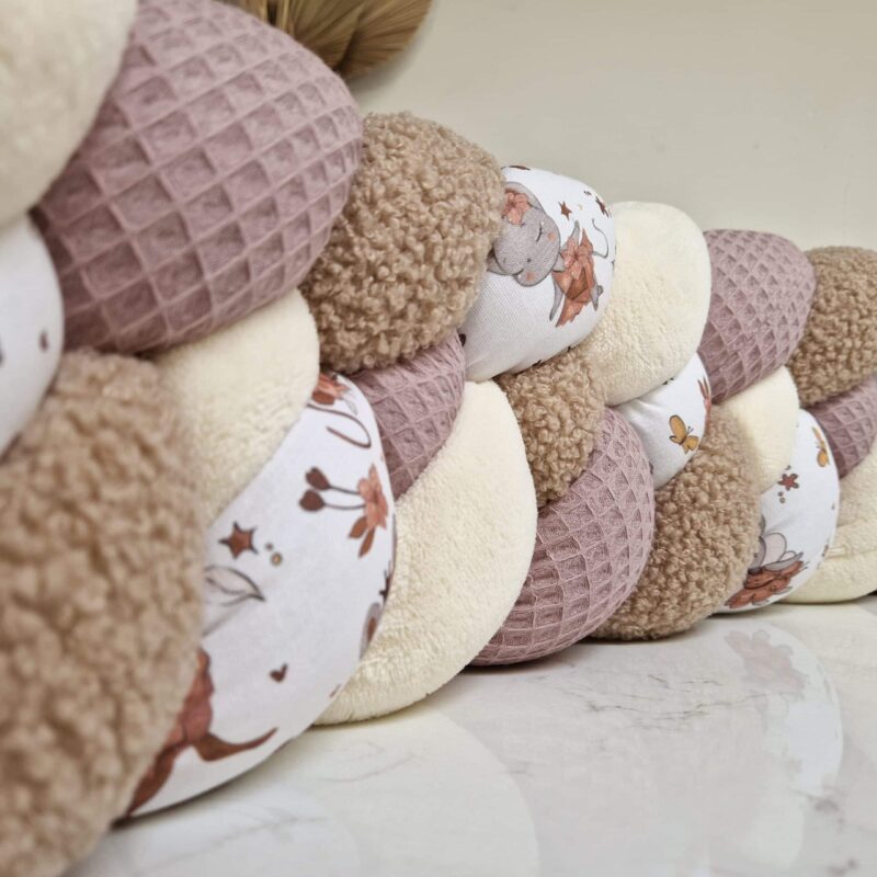 Tresse de lit 4 brins – Ludivine et vieux rose – Tresse tour de lit