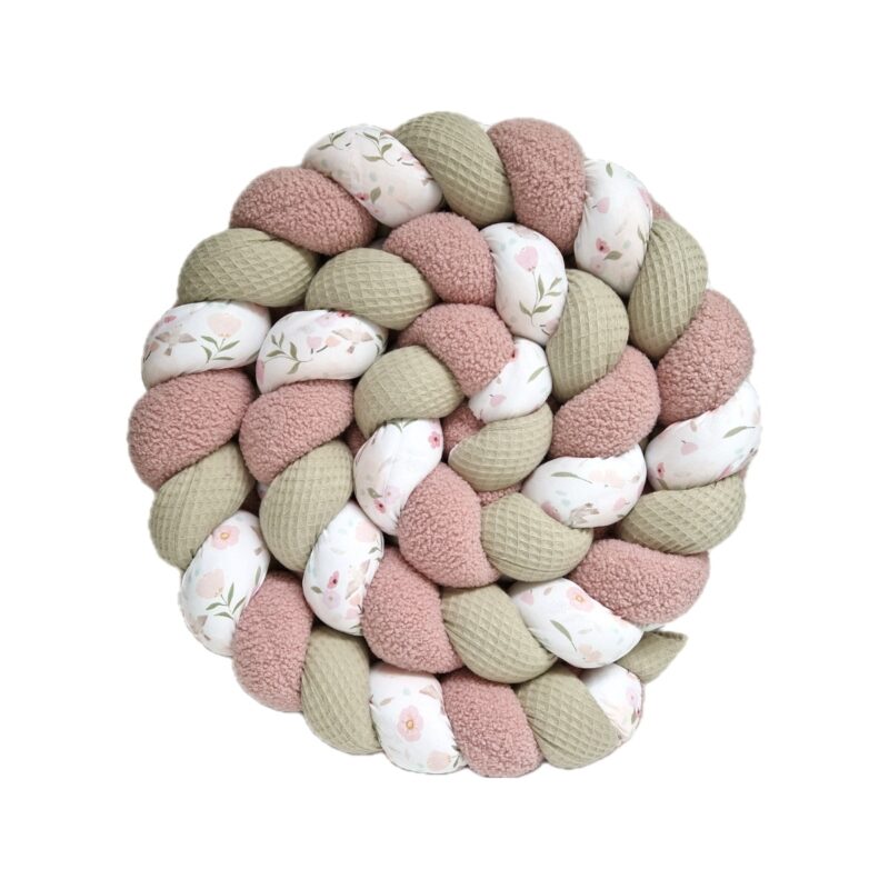 Tresse de lit – Birdy, rose et olive clair – Tresse bébé