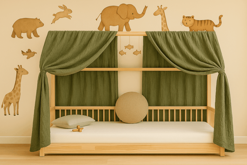 Ciel de lit cabane - kaki - Les Tresses de Coco®