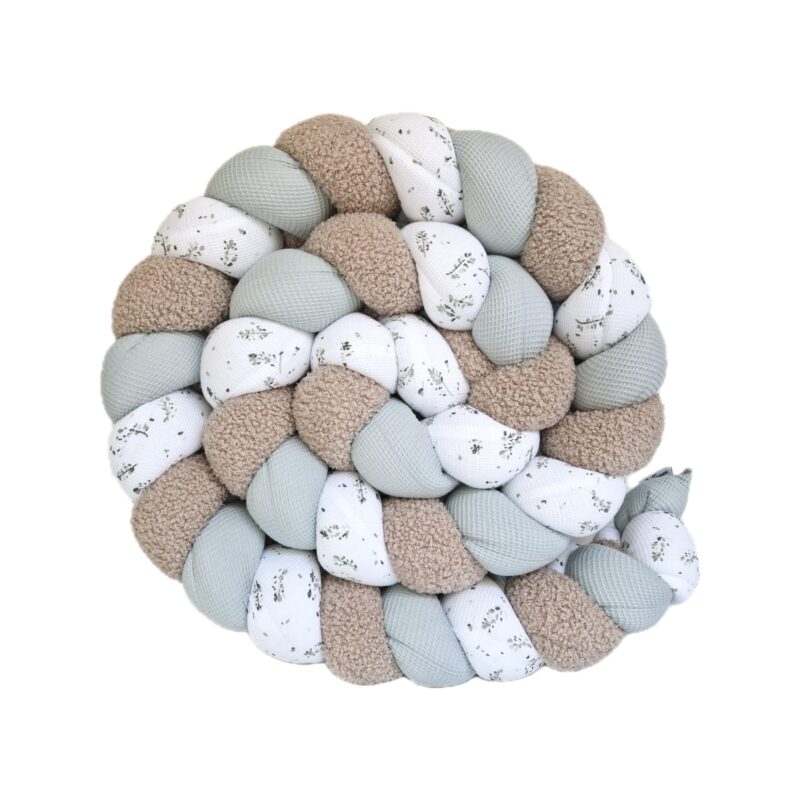 Tresse de lit – Teddy et gaufré feuilles – Tour de lit tressé