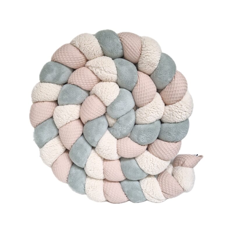 Tresse de lit – Vert de gris et nude – Tresse bébé