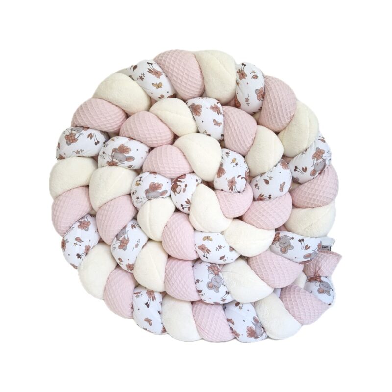 Tresse de lit – Ludivine, doudou et rose blush – Tour de lit tressé