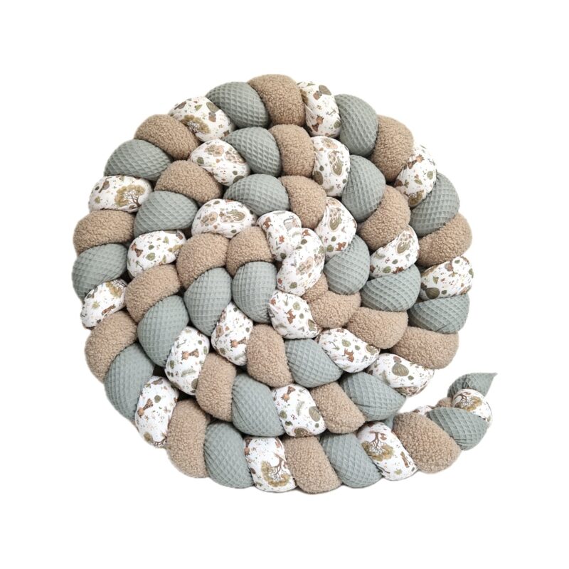 Tresse de lit – New jungle et vert de gris – Tour de lit tressé