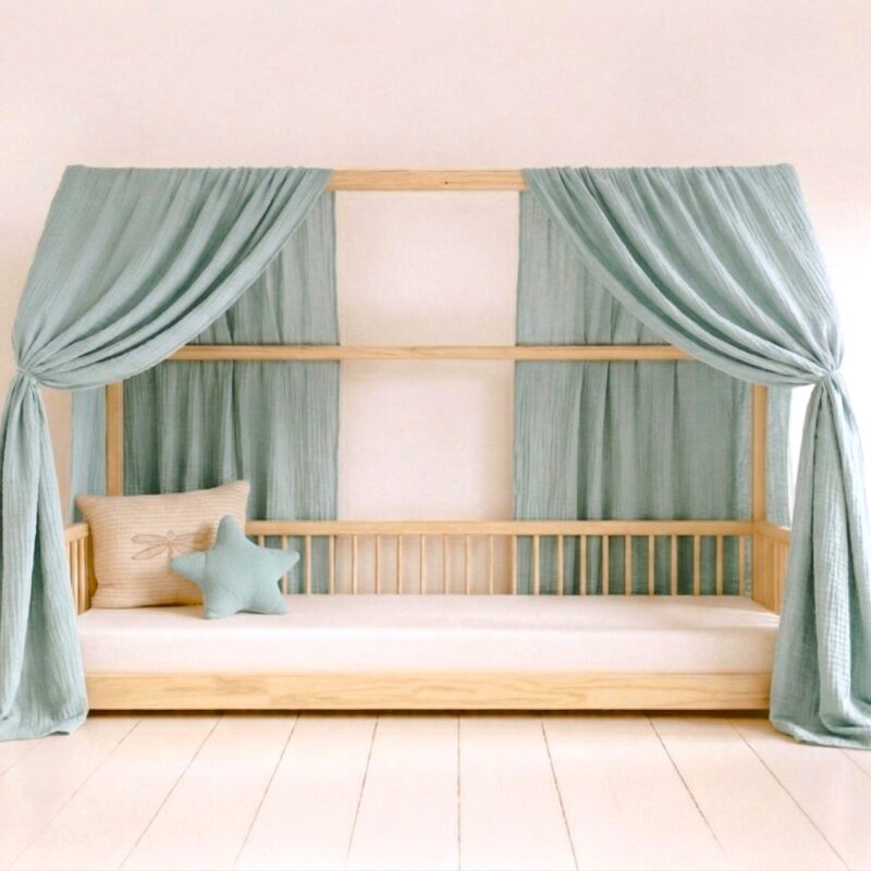 Ciel de lit cabane – vert d&rsquo;eau