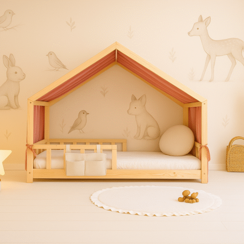 toile lit cabane marsala