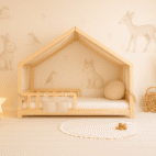 toile lit cabane beige