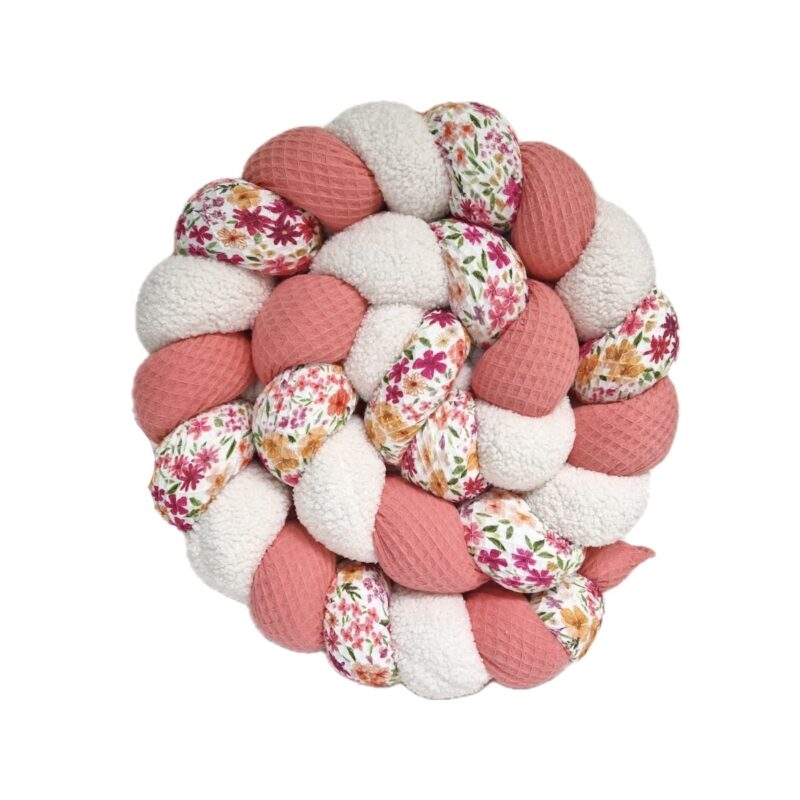 Tresse de lit – Teddy et corail – Tour de lit bébé tresse