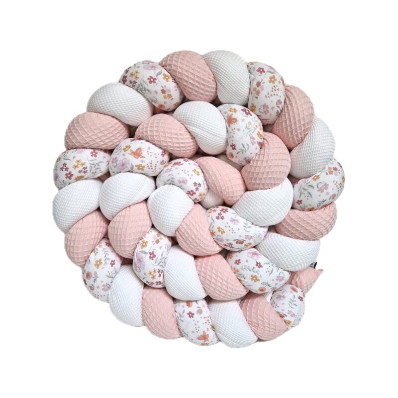 Tresse de lit – Mille fleurs et rose blush – Tour de lit tressé