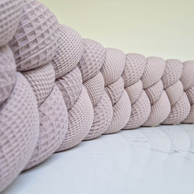 Tresse de lit 4 brins – Vieux rose unie – Tour de lit tressé