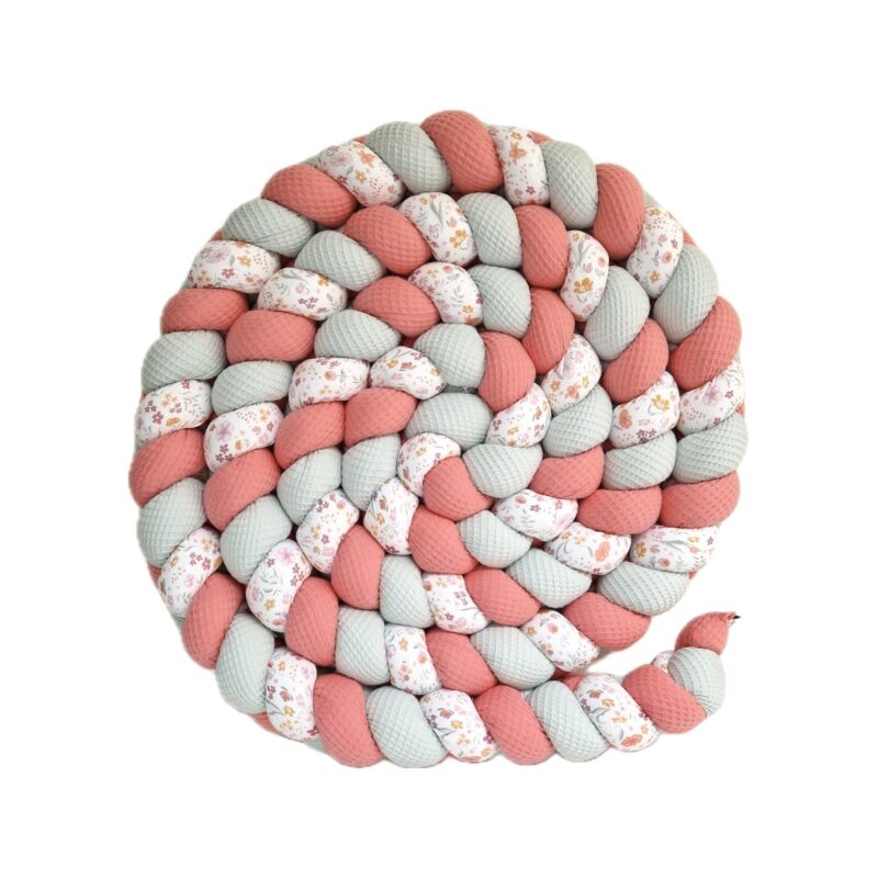 Tresse de lit – Corail et mille fleurs – Tresse tour de lit