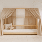 Ciel de lit cabane beige