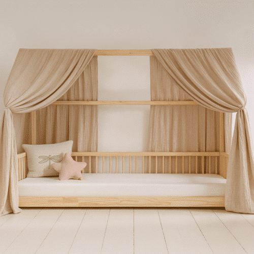 Ciel de lit cabane beige