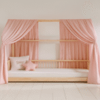 Ciel de lit cabane rose